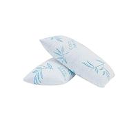 2 Pack Standard Size Rayon Derived from Bamboo Pillow for Sleeping, Cooling Shredded Memory Foam Adjustable Bed Pillow with Hypoallergenic, Removable/Washable Cover