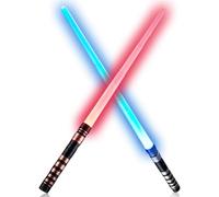 2-Pack Star Wars Lightsaber, Light Up Sword with 7-Color Changing & Sound Effects, Telescopic Lightsaber Toy for Kids Adults, LED Light Saber for Cosplay & Party Decor