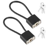 2 Pack Steel Cable Rope Padlock, 15 inch (38 cm) Cable with 3 Keys, Chain Lock, Rope Lock, Cable Lock, Wire Rope Locks for Trash Can Lid, Locker, Gym Locker, Luggage, Gun, Trigge
