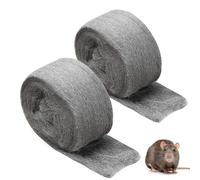 2 Pack Steel Wire Wool for Rats Mice, Grade 0000 Super Ultra Fine for Rodent Control, Gaps Blocker for Holes, Pipeline, Wall Crack, House, Garage, 3 M x 8 cm Roll