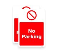 2 PACK - Sticker Gold 10cm X 14cm NO PARKING Self Adhesive Stickers - W54R No Unauthorised Vehicles, Sign, Caution, Driveway Warning, Private Property