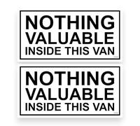 2 PACK - Sticker Gold - 12cm - NOTHING VALUABLE INSIDE VAN Self Adhesive Stickers - Warning Security Work Van Theifs Decal SG090