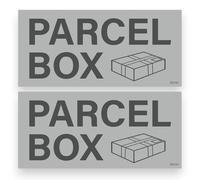 2 Pack - Sticker Gold - 13cm Grey Parcel Box Self Adhesive Stickers - Sign, Front Door, Courier, Postman, SG101