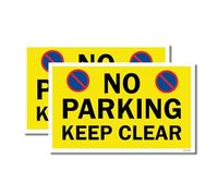 2 PACK - Sticker Gold - 14cm x 9cm No Parking Keep Clear Self Adhesive Stickers - Sign, Caution, Driveway Warning, Private Property SG166