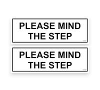 2 PACK - Sticker Gold - 15cm PLEASE MIND THE STEP Self Adhesive Stickers - Sign, Warning Trip hazard, Dont Fall, Careful DEcal SG088