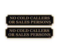 2 Pack - Sticker Gold - 16cm No Cold Callers Or Sales Persons Self Adhesive Stickers - Sign, Letter Box, Front Door, Flyers, Leaflets, Canvasing, Warning, Notice Gold SG063