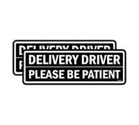 2 Pack - Sticker Gold 18cm - Delivery Driver Please Be Patient Self Adhesive Stickers - Car, Van, Sign, Warning, Courier Decal SG055