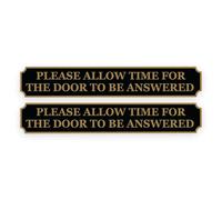 2 Pack - Sticker Gold - 18cm Please Allow Time For The Door To Be Answered Self Adhesive Stickers - Sign, Letter Box, Front Door, Disabled, Elderly Notice Gold SG066