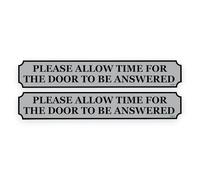 2 Pack - Sticker Gold - 18cm Please Allow Time For The Door To Be Answered Self Adhesive Stickers - Sign, Letter Box, Front Door, Disabled, Elderly Notice Grey SG065
