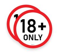 2 PACK - Sticker Gold - 8cm 18+ ONLY Self Adhesive Stickers - Adult, Age Restriction, Warning, Notice, Decal SG071