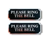 2 Pack - Sticker Gold - 9cm MIRROR CHROME Please Ring The Bell Stickers - Self Adhesive, Sign, Front Door, Courier, Postman, Metalised Fim SG383