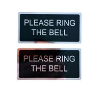 2 Pack - Sticker Gold - 9cm MIRROR CHROME Please Ring The Bell Stickers - Self Adhesive, Sign, Front Door, Courier, Postman, Metalised Film SG410