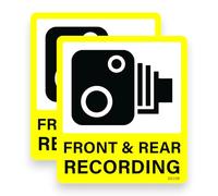 2 Pack - Sticker Gold - 9cm or 12cm Front & Rear Recording Stickers - Self Adhesive, Car, Van, Sign, Warning, Vehicle CCTV, Camera, Security Decal Yellow SG108 (9cm Wide)