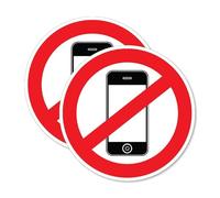 2 PACK - Sticker Gold - No Mobile Phones Self Adhesive Stickers - Water Proof - Sign, Notice, Decal, Warning, Decal SG448 (12cm (2 pack))
