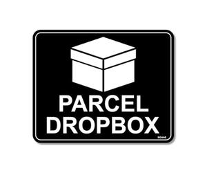 2 Pack - Sticker Gold - Parcel DropBox Box Self Adhesive Stickers - Sign, Front Door, Courier, Postman, SG440 (16cm x 13cm (single))