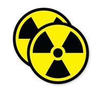 2 Pack - Sticker Gold - Radiation Warning Self Adhesive Stickers - Water Proof Decal, Notice, Sign - SG458 (8cm wide (2 pack))