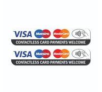 2 Pack - Sticker Gold - Small 14cm X 3cm CONTACTLESS Card PAYMENTS Welcome Self Adhesive Stickers - Business Shop Credit Debit Card, SG284