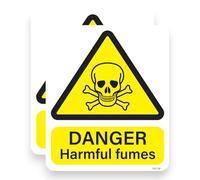 2 PACK - Sticker Gold Small 9cm DANGER HARMFUL FUMES Self Adhesive Stickers - Skull and Crossbones, Water Proof, Sign, Notice, Toxic, Gas, Decal, Warning SG136