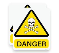 2 PACK - Sticker Gold Small 9cm DANGER Self Adhesive Stickers - Skull and Crossbones, Water Proof, Sign, Notice, Toxic, Decal, Warning SG135