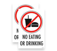 2 PACK - Sticker Gold Small 9cm NO EATING OR DRINKING Self Adhesive Stickers - Taxi, Cab, Water Proof, Sign, Notice, Decal, Warning SG129