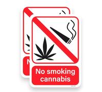 2 PACK - Sticker Gold Small 9cm NO SMOKING CANNABIS Self Adhesive Stickers - Water Proof, Sign, Notice, Decal, Warning SG134