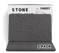 2 Pack Stone Bath Mat-Diatomaceous Earth Bath Mat Fast-Drying Stone Drying Mat Super Absorbent Diatomite Mats for Bathroom, Dish Drying, Bathtub (Grey Wave+Heart Rhythm)
