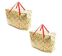 2 PACK Storage Bags Autumn Leaf Design 75x60x25cm Heavy Duty X-Large With Zip Waterproof Durable Reusable Foldable Laundry Clothing Wardrobe Storage Moving House Shopping Extra Large Jumbo