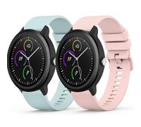 2-PACK Straps for Garmin Venu Sq 2/Venu Sq/Venu 2 Plus/Venu/Forerunner 245/645/55 Strap, 20mm Soft Silicone Sport Watchband Replacement Strap (Pink+Nude green)