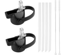 2 Pack Straw Lid for Hydro Flask, Sport Water Bottle Cap Accessories with 4 Straws and 2 Cleaning Brush for Chilly's Water Bottle 260ml 500ml for Insulation Cup