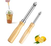 2 Pack Straw Puncher for Plastic Lids Lemonade, Stainless Steel Straw Hole Puncher, Professional Wood Handle Hole Punch Tool Pottery Tools