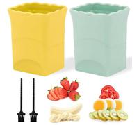 2 Pack Strawberry, Egg, Cup Slicer - Sharp Stainless Steel Blade for Soft Fruits - Banana, Kiwi - Quick Fruit Salad Maker (Yellow/Green)