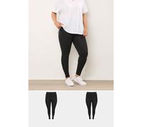 2 Pack Stretch Leggings Evans Black 26-28