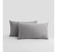2-Pack Stretch Pillow Cases - Jersey Knit & Envelope Closure Cushion Cover Pillowcases with Ultra Soft T-Shirt Like Polyester Blend - Suitable for Queen or Standard Size Set of 2, Light Heather Gray