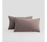 2-Pack Stretch Pillow Cases - Jersey Knit & Envelope Closure Pillowcases with Ultra Soft T-Shirt Like Polyester Blend - Suitable for Queen or Standard Size Set of 2, Heather Brown