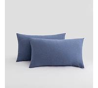 2-Pack Stretch Pillow Cases - Jersey Knit & Envelope Closure Pillowcases with Ultra Soft T-Shirt Like Polyester Blend - Suitable for Queen or Standard Size Set of 2, Heather Blue