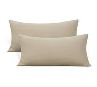 2-Pack Stretch Pillow Cases - Jersey Knit & Ultra Soft Envelope Closure Pillowcases T-Shirt Like Microfiber Blend - Suitable for 20x36/20x40 King Size Set of 2, Taupe