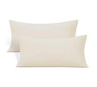 2-Pack Stretch Pillow Cases - Jersey Knit & Ultra Soft Envelope Closure Pillowcases T-Shirt Like Microfiber Blend - Suitable for 20x36/20x40 King Size Set of 2, Beige
