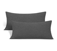 2-Pack Stretch Pillow Cases - Jersey Knit & Ultra Soft Envelope Closure Pillowcases T-Shirt Like Microfiber Blend - Suitable for Queen or Standard Size Set of 2, Hemp Gray