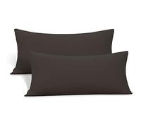 2-Pack Stretch Pillow Cases - Microfiber Jersey Knit & T-Shirt Like Ultra Soft - Queen or Standard Size Set of 2, Brown