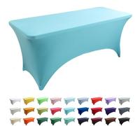2 Pack Stretch Spandex Tablecloths, Fits 4FT/6FT/8FT Tables, Washable, Wrinkle-Resistant, Perfect for Weddings, Events, Banquets, Market Stalls - Blue Lake