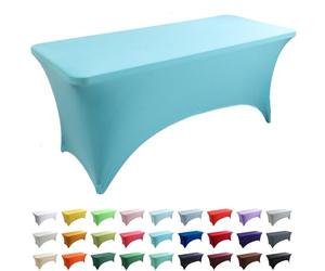 2 Pack Stretch Spandex Tablecloths, Fits 4FT/6FT/8FT Tables, Washable, Wrinkle-Resistant, Perfect for Weddings, Events, Banquets, Market Stalls - Blue Lake