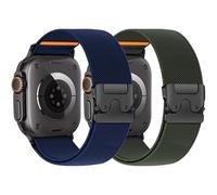 2 Pack Stretchy Nylon Straps for Apple Watch Ultra/3/2 Strap 49mm 46mm 45mm 44mm 42mm 41mm 40mm 38mm Men Women,Magnetic Elastic Fabric &Braided Loop Band for iWatch Series 11 10 9 8 7 6 5 4 3 SE 3/2nd