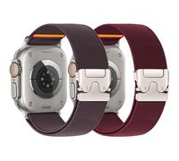 2 Pack Stretchy Nylon Straps for Apple Watch Ultra/3/2 Strap 49mm 46mm 45mm 44mm 42mm 41mm 40mm 38mm Men Women,Magnetic Elastic Fabric &Braided Loop Band for iWatch Series 11 10 9 8 7 6 5 4 3 SE 3/2nd