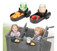 2-Pack Stroller Wagon Snack Tray with Spill-Proof Cup Holders - Compatible with WONDERFOLD W2 & 4 Elite (2 & 4 Seats) | Kid Snacks & Drinks Tray, Detachable, Easy Install, Dishwasher Safe.