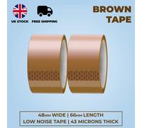 (2 Pack) Strong Packing Tape, Brown Tape for Shipping, Moving Storage Cartons, Boxes 48mm x 66m