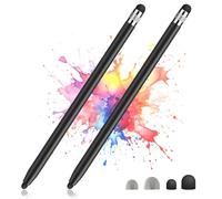 2 Pack Stylus Pens for Touch Screens, High Precision Capacitive 2 in 1 Universal Tablet Pen for Android/iPhone/iPad/pro/Mini/Air/Galaxy Tablets Touchscreen Devices with 4 Rubber Tips, (Black)