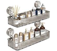 2 Pack Suction Cup Bathroom Shelf 40X6.5X10.5 Cm - No Drilling Required, 1 Second Installation - Storage For Cosmetics