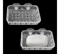 2 Pack Suction Cup Soap Dish Holder Soap Case Clear Acrylic Plastic Wall Mounted Shower Soap Holder Bathroom Kitchen Accessory Securely Holds Bar Soap, Sponge, and Toiletries