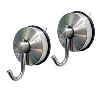2 Pack Suction Hooks Stainless Steel Vacuum Suction Cup Hook Heavy Duty Wall Hanger Bath Towel Hooks for Bathroom & Kitchen