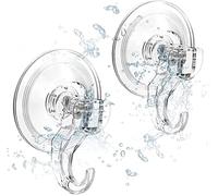 2 Pack Suction Hooks Vacuum Suction Cup Hook Heavy Duty Wall Hanger Bath Towel Hooks for Kitchen Bathroom Window Glass Mirror Self Adhesive Hooks